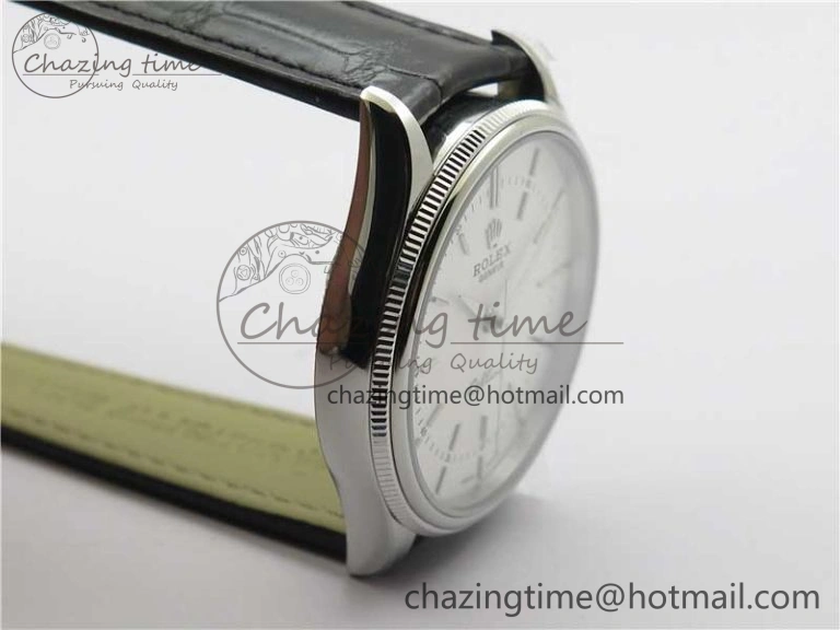 Cellini SS KZF 1:1 Best Edition White Dial Stick Markers on Black Leather Strap SA Breathable 2781