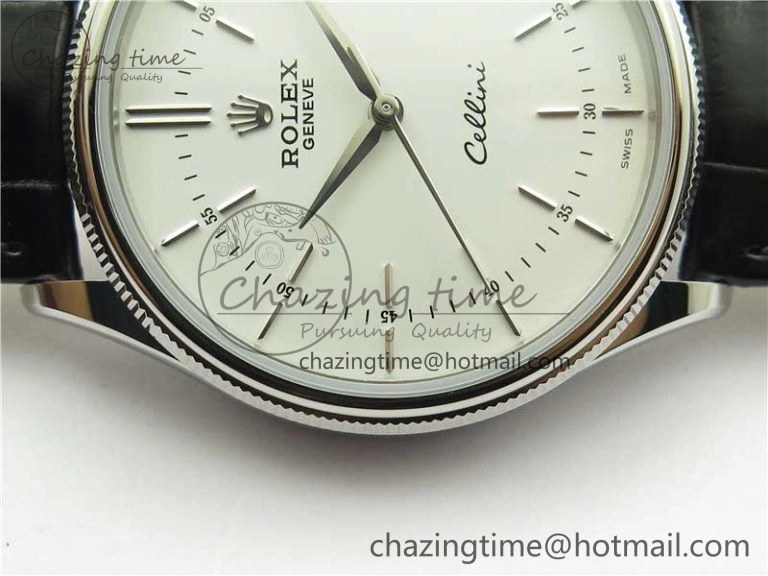 Cellini SS KZF 1:1 Best Edition White Dial Stick Markers on Black Leather Strap SA Breathable 2781