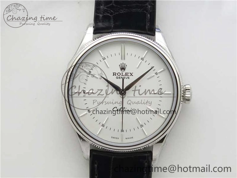 Cellini SS KZF 1:1 Best Edition White Dial Stick Markers on Black Leather Strap SA Breathable 2781