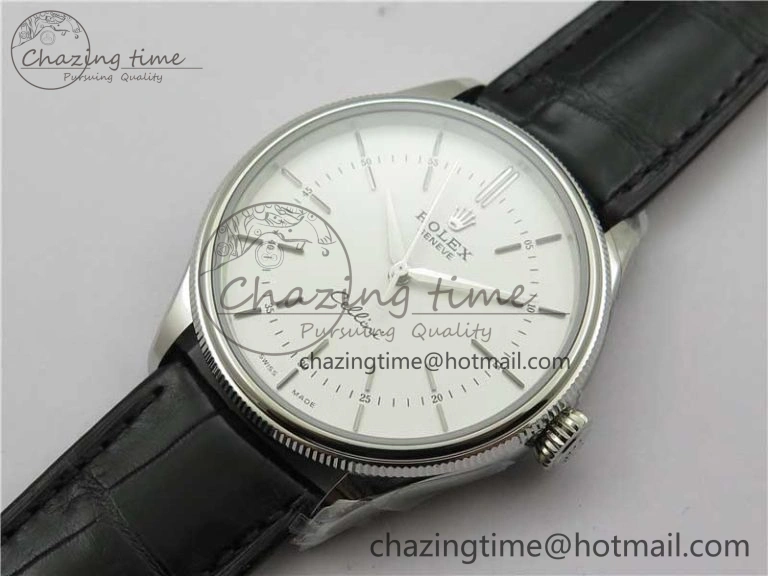 Cellini SS KZF 1:1 Best Edition White Dial Stick Markers on Black Leather Strap SA Breathable 2781