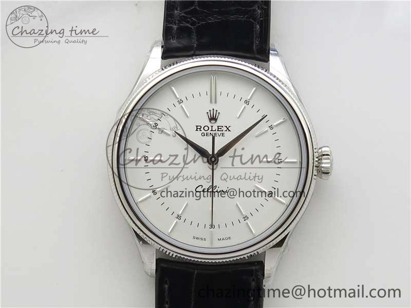 Cellini SS KZF 1:1 Best Edition White Dial Stick Markers on Black Leather Strap SA Breathable 2781