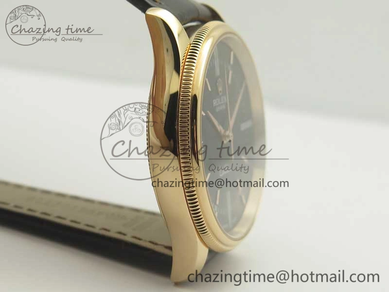 Premium Cellini Time 50509 RG MKF Best Edition Black Dial Roman Marker on Brown Leather Strap A3132 V 3406