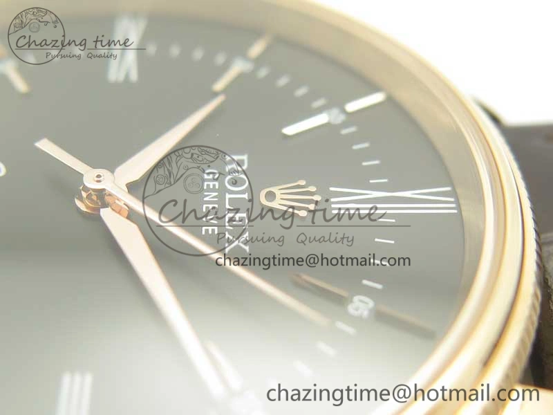 Premium Cellini Time 50509 RG MKF Best Edition Black Dial Roman Marker on Brown Leather Strap A3132 V 3406