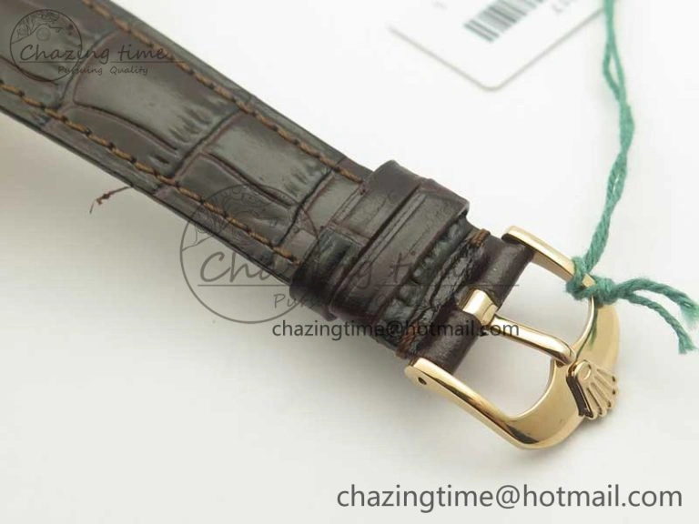 Premium Cellini Time 50509 RG MKF Best Edition Black Dial Roman Marker on Brown Leather Strap A3132 V 3406