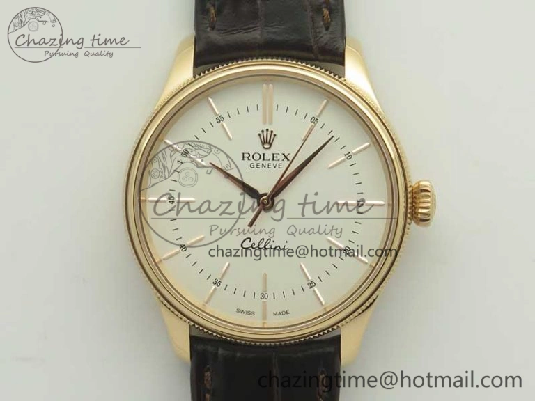 Cellini Time 50509 RG MKF Best Edition White Dial Sticks Marker on Brown Leather Strap A3132 V HighQuality 3405