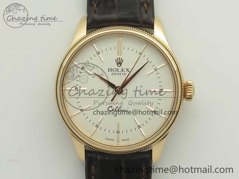 Cellini Time 50509 RG MKF Best Edition White Dial Sticks Marker on Brown Leather Strap A3132 V HighQuality 3405