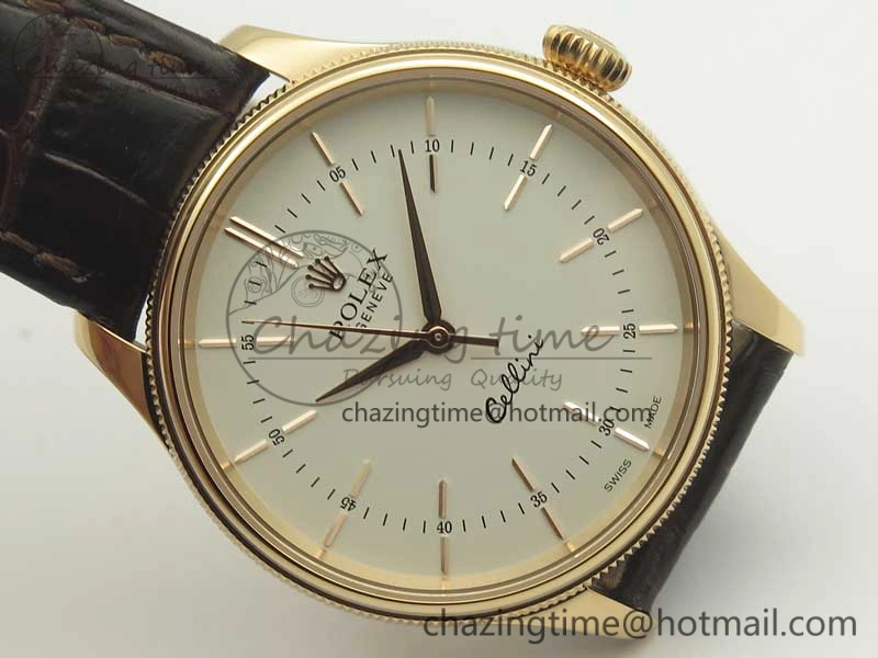 Cellini Time 50509 RG MKF Best Edition White Dial Sticks Marker on Brown Leather Strap A3132 V HighQuality 3405
