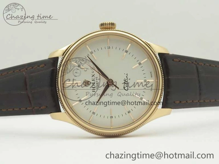 Cellini Time 50509 RG MKF Best Edition White Dial Sticks Marker on Brown Leather Strap A3132 V HighQuality 3405