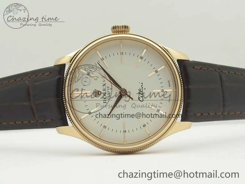 Cellini Time 50509 RG MKF Best Edition White Dial Sticks Marker on Brown Leather Strap A3132 V HighQuality 3405