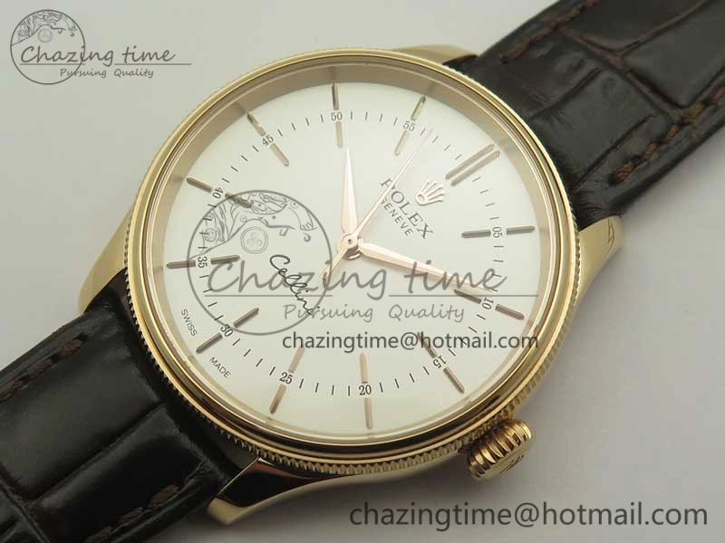 Cellini Time 50509 RG MKF Best Edition White Dial Sticks Marker on Brown Leather Strap A3132 V HighQuality 3405
