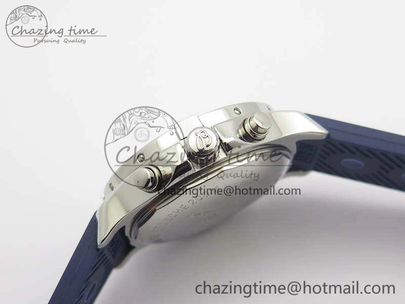 BestValue Challenger Chronograph SS Blue Dial On Rubber Strap A7750 (Free Rubber Strap) 5679