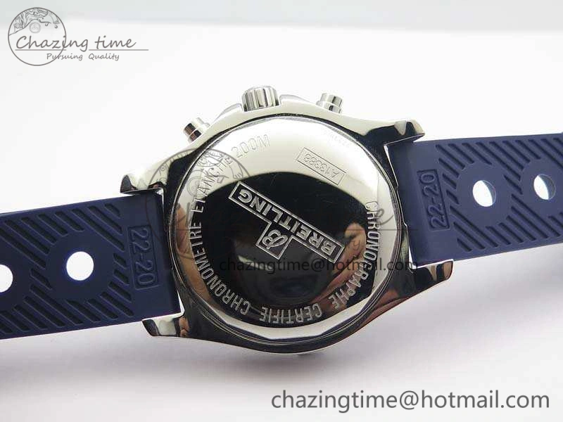 BestValue Challenger Chronograph SS Blue Dial On Rubber Strap A7750 (Free Rubber Strap) 5679