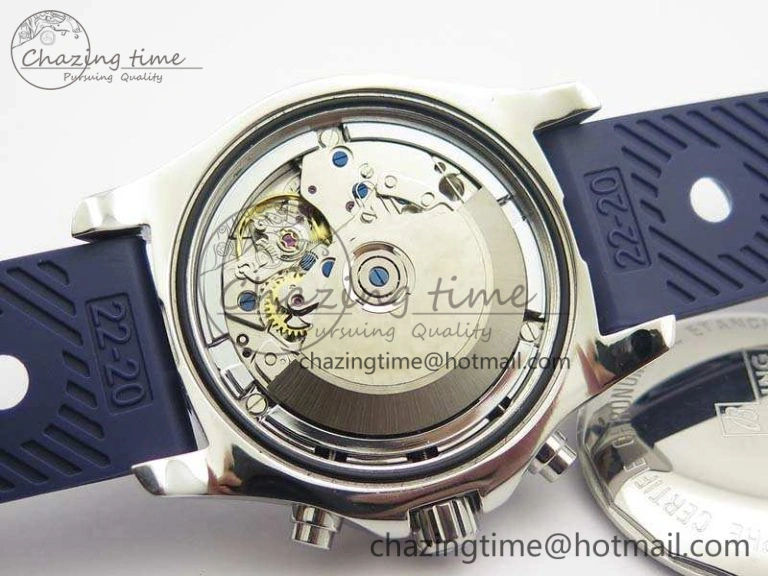 BestValue Challenger Chronograph SS Blue Dial On Rubber Strap A7750 (Free Rubber Strap) 5679