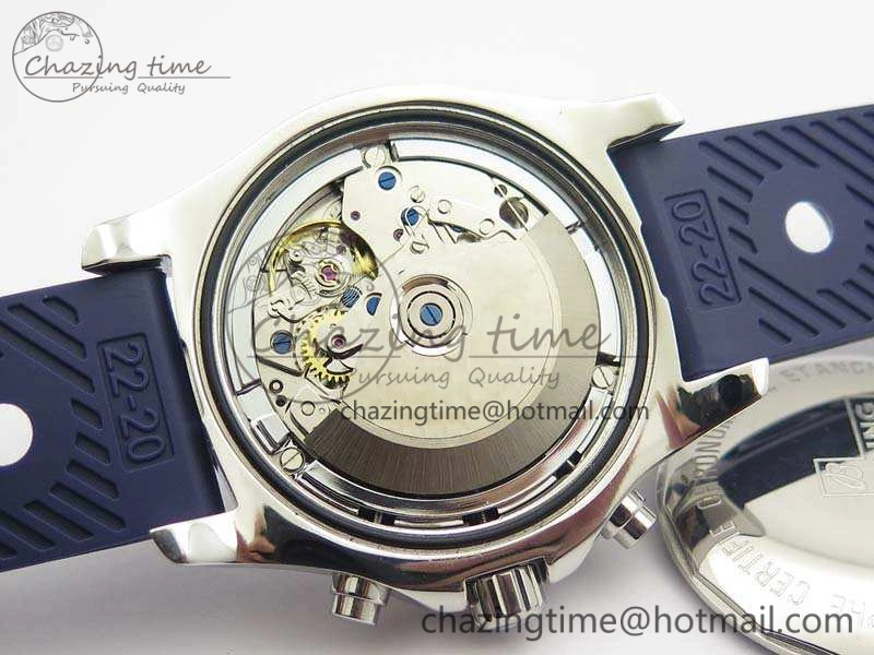 BestValue Challenger Chronograph SS Blue Dial On Rubber Strap A7750 (Free Rubber Strap) 5679