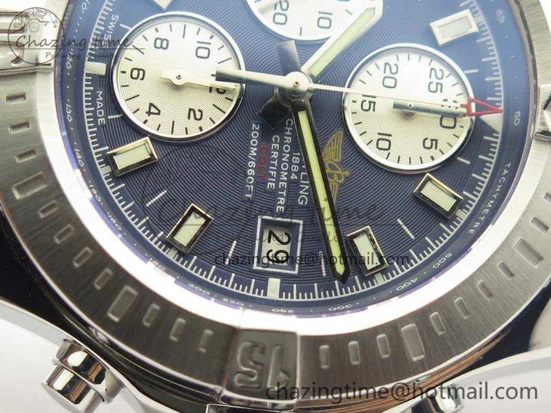BestValue Challenger Chronograph SS Blue Dial On Rubber Strap A7750 (Free Rubber Strap) 5679