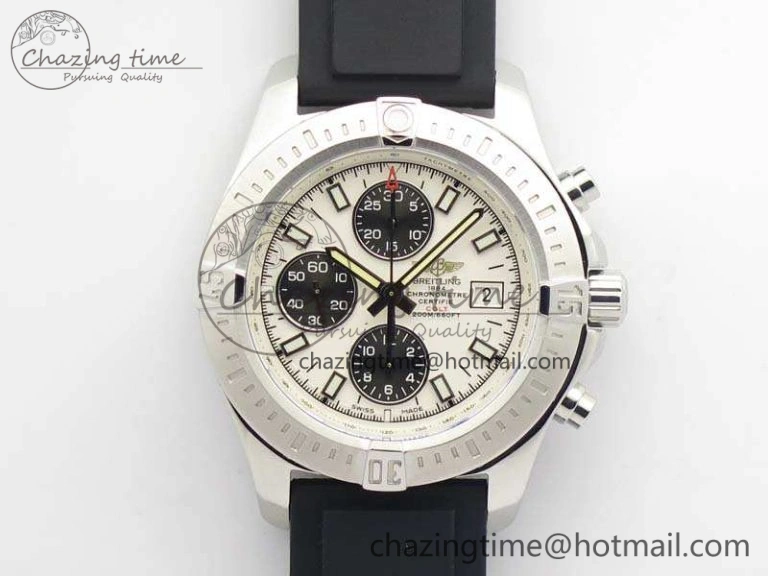 Versatile Challenger Chronograph SS White Dial On Rubber Strap A7750 (Free Rubber Strap) 5678