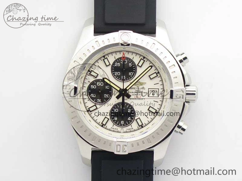 Versatile Challenger Chronograph SS White Dial On Rubber Strap A7750 (Free Rubber Strap) 5678