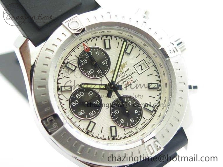 Versatile Challenger Chronograph SS White Dial On Rubber Strap A7750 (Free Rubber Strap) 5678