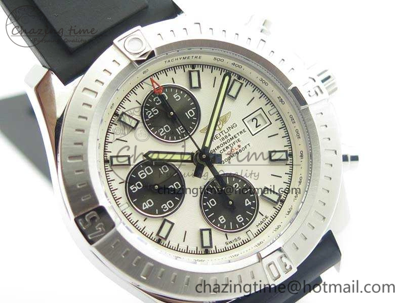 Versatile Challenger Chronograph SS White Dial On Rubber Strap A7750 (Free Rubber Strap) 5678