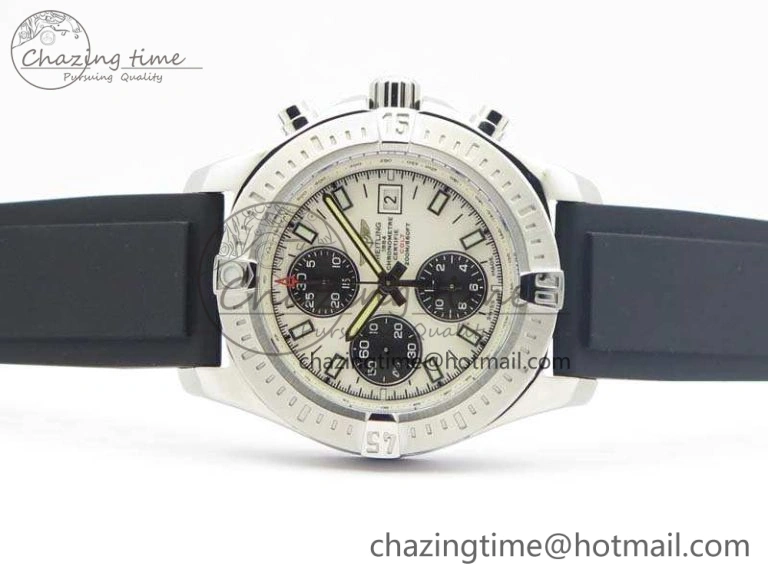Versatile Challenger Chronograph SS White Dial On Rubber Strap A7750 (Free Rubber Strap) 5678