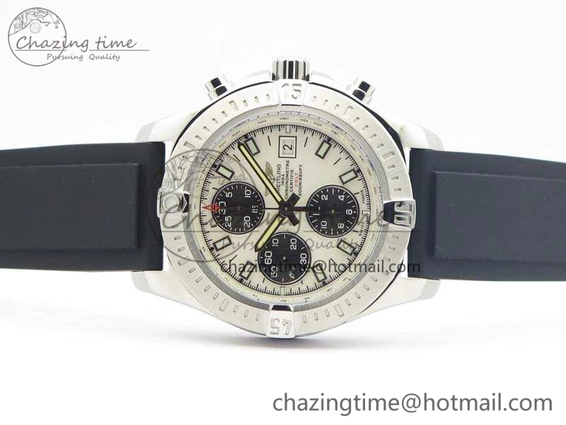 Versatile Challenger Chronograph SS White Dial On Rubber Strap A7750 (Free Rubber Strap) 5678