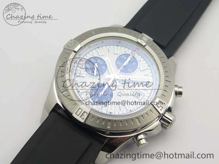 Versatile Challenger Chronograph SS White Dial On Rubber Strap A7750 (Free Rubber Strap) 5678