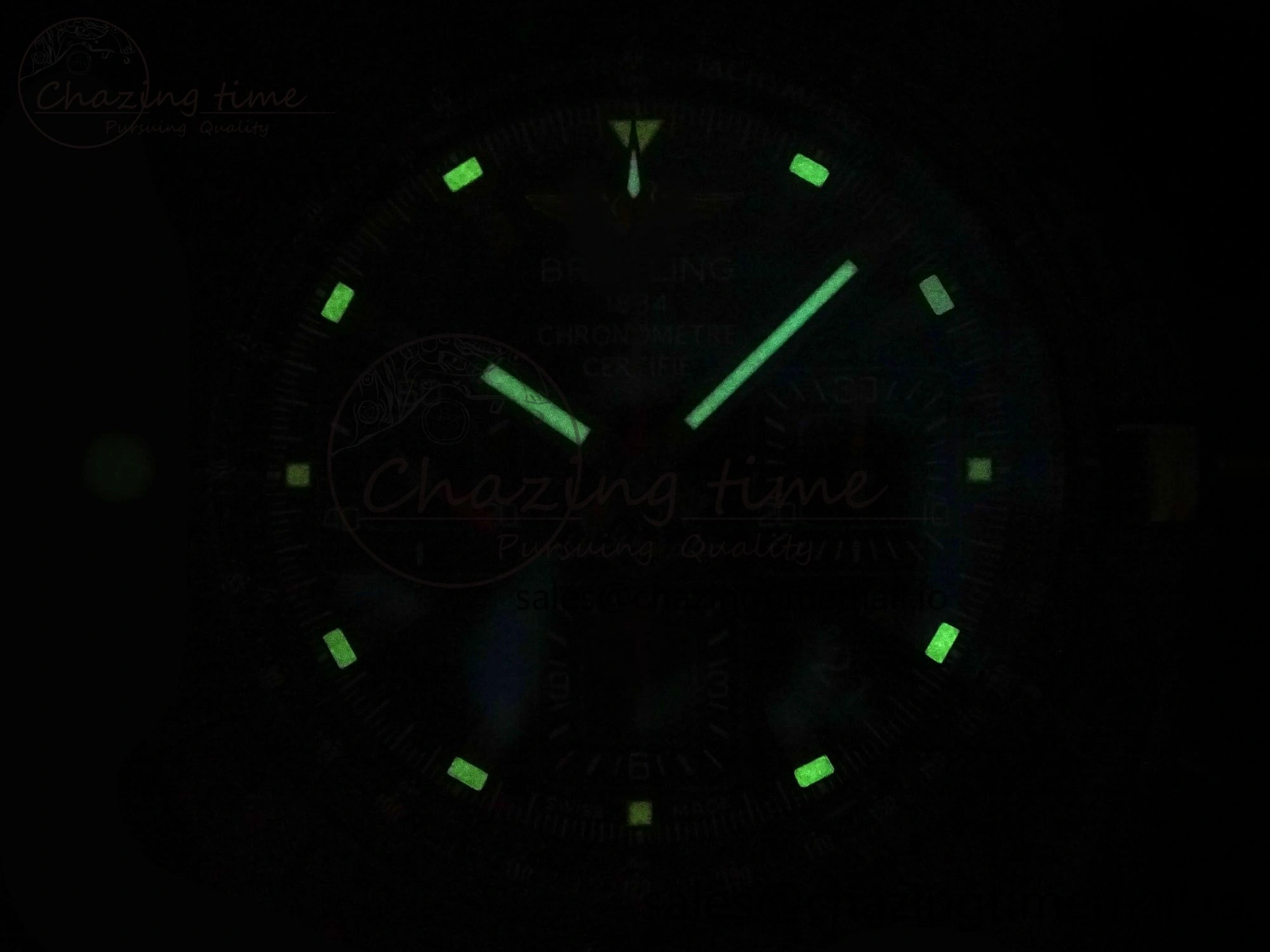Vibrant Chronomat 44 Blacksteel APSF 1:1 Best Edition Black Dial on Gray Nylon Strap A 5496