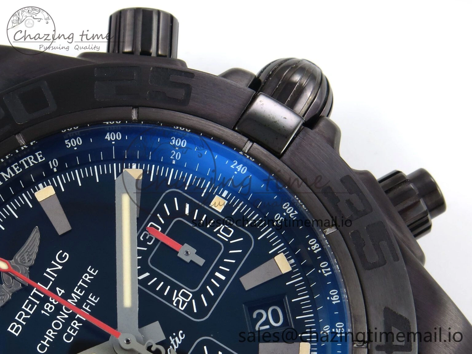 Vibrant Chronomat 44 Blacksteel APSF 1:1 Best Edition Black Dial on Gray Nylon Strap A 5496
