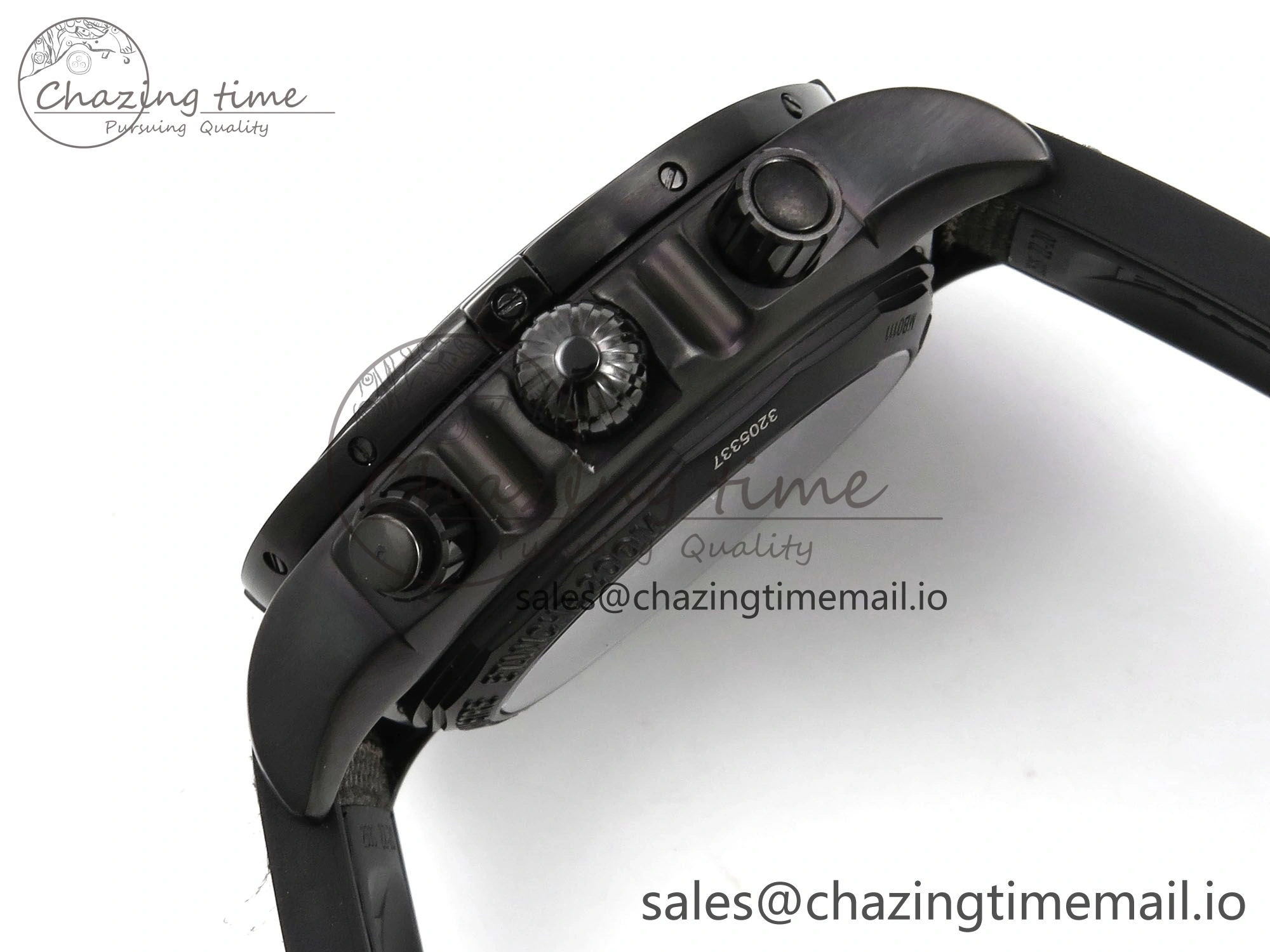 Vibrant Chronomat 44 Blacksteel APSF 1:1 Best Edition Black Dial on Gray Nylon Strap A 5496
