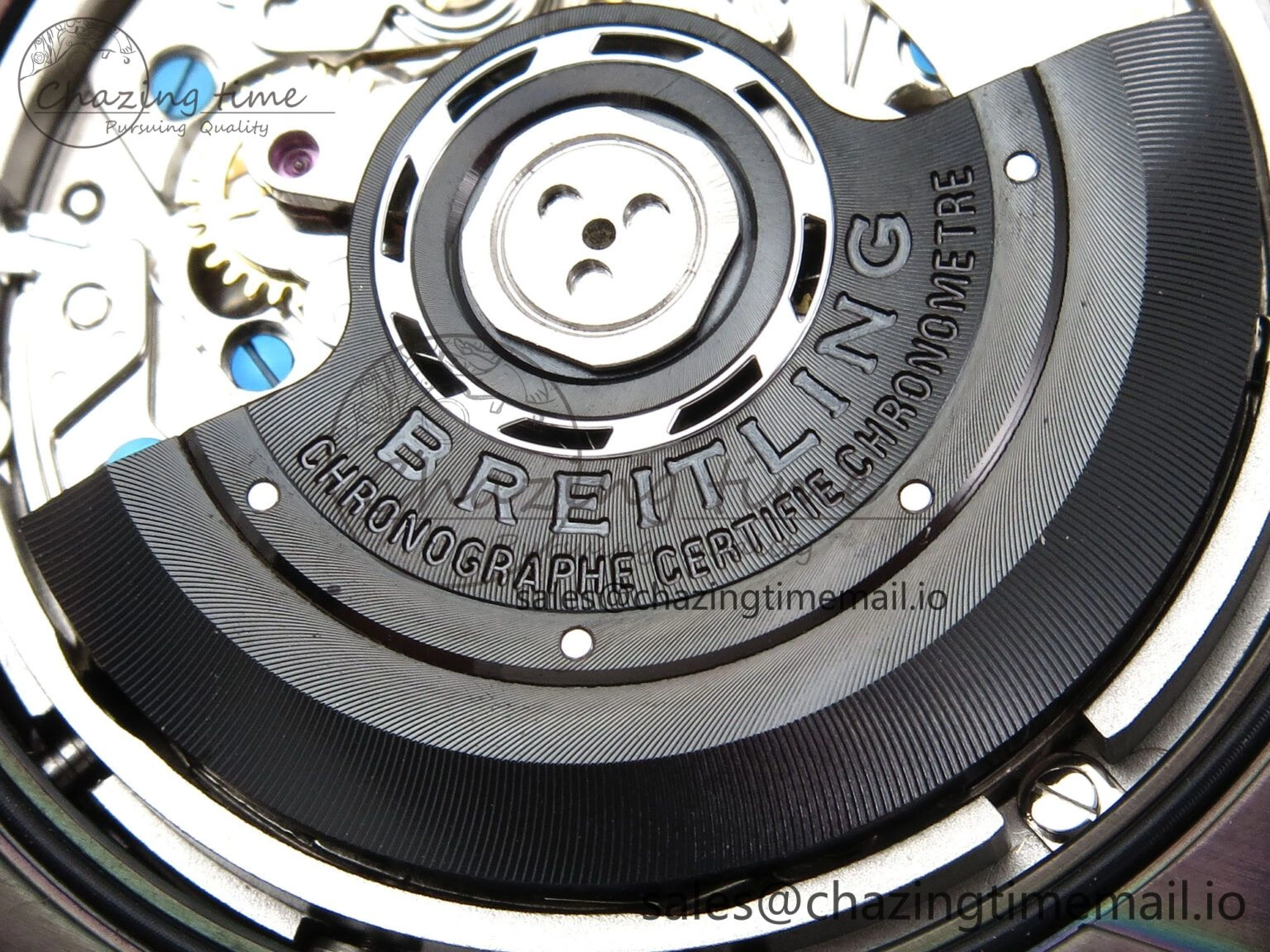 Vibrant Chronomat 44 Blacksteel APSF 1:1 Best Edition Black Dial on Gray Nylon Strap A 5496
