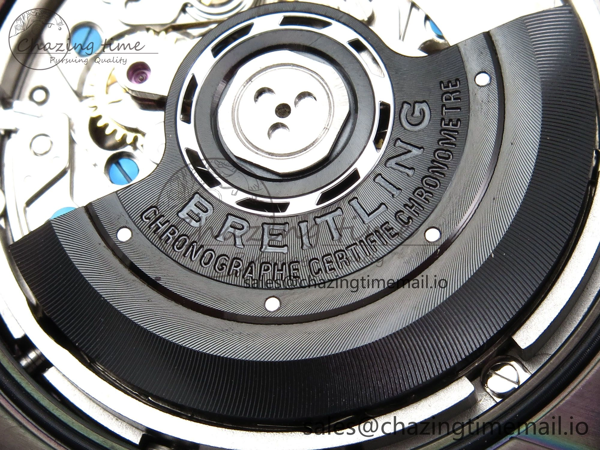 Vibrant Chronomat 44 Blacksteel APSF 1:1 Best Edition Black Dial on Gray Nylon Strap A 5496