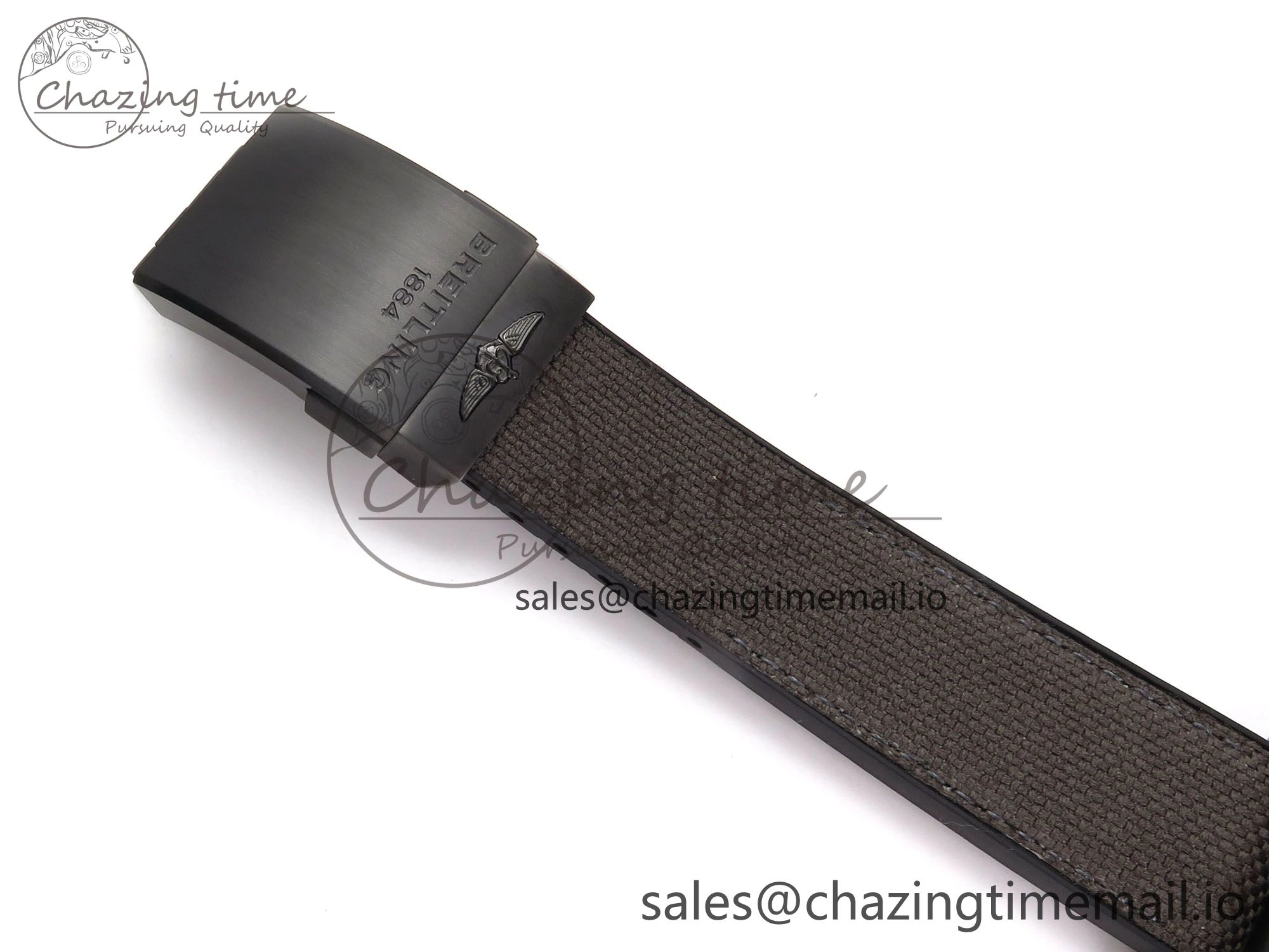 Vibrant Chronomat 44 Blacksteel APSF 1:1 Best Edition Black Dial on Gray Nylon Strap A 5496