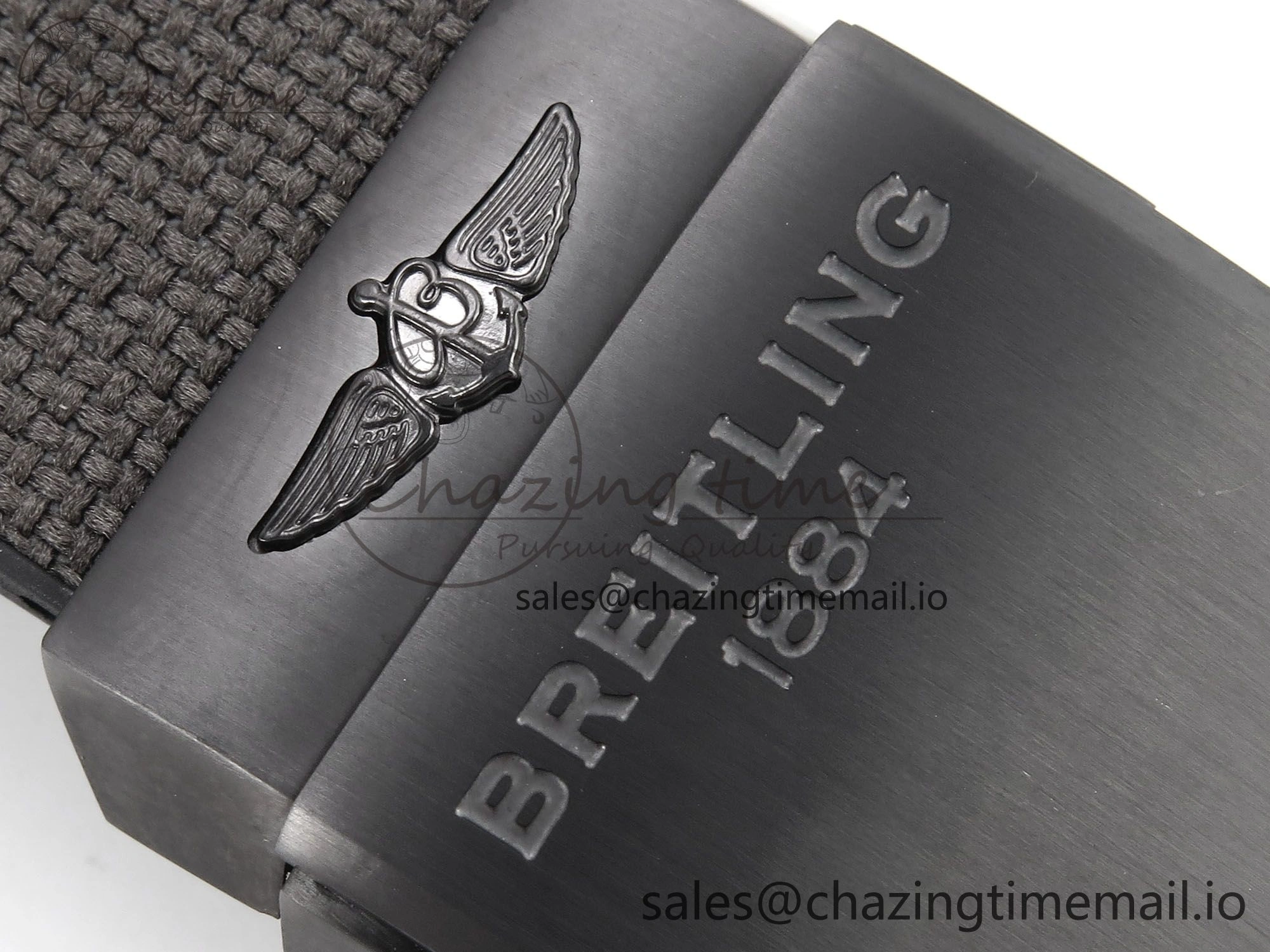 Vibrant Chronomat 44 Blacksteel APSF 1:1 Best Edition Black Dial on Gray Nylon Strap A 5496