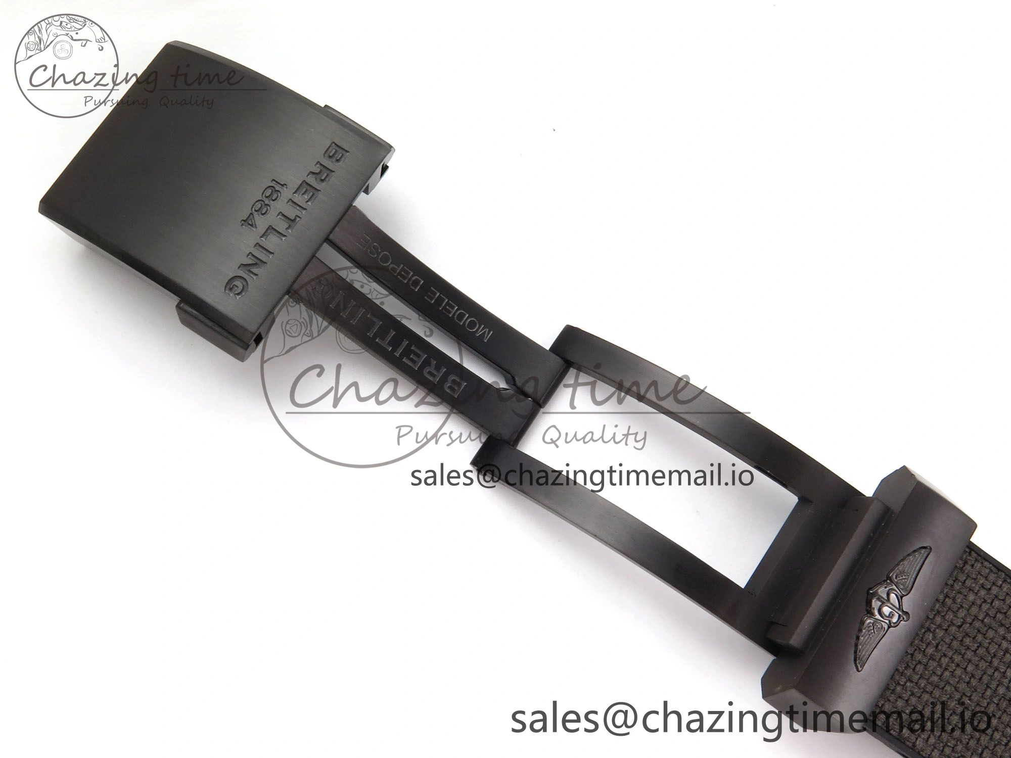 Vibrant Chronomat 44 Blacksteel APSF 1:1 Best Edition Black Dial on Gray Nylon Strap A 5496