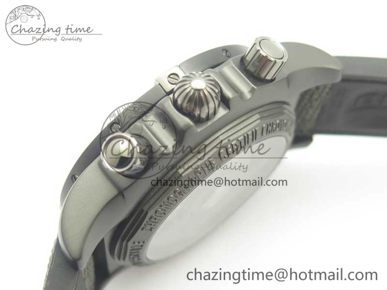 Chronomat 44mm Blacksteel GF 1:1 Special Edition Black Dial on Black Rubber Strap A Bold 5614
