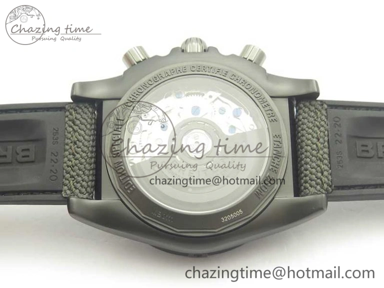 Chronomat 44mm Blacksteel GF 1:1 Special Edition Black Dial on Black Rubber Strap A Bold 5614