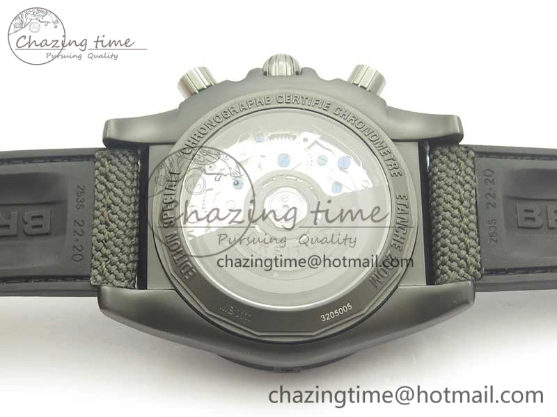 Chronomat 44mm Blacksteel GF 1:1 Special Edition Black Dial on Black Rubber Strap A Bold 5614