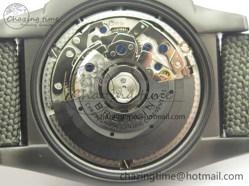 Chronomat 44mm Blacksteel GF 1:1 Special Edition Black Dial on Black Rubber Strap A Bold 5614