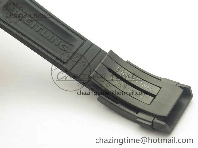 Chronomat 44mm Blacksteel GF 1:1 Special Edition Black Dial on Black Rubber Strap A Bold 5614