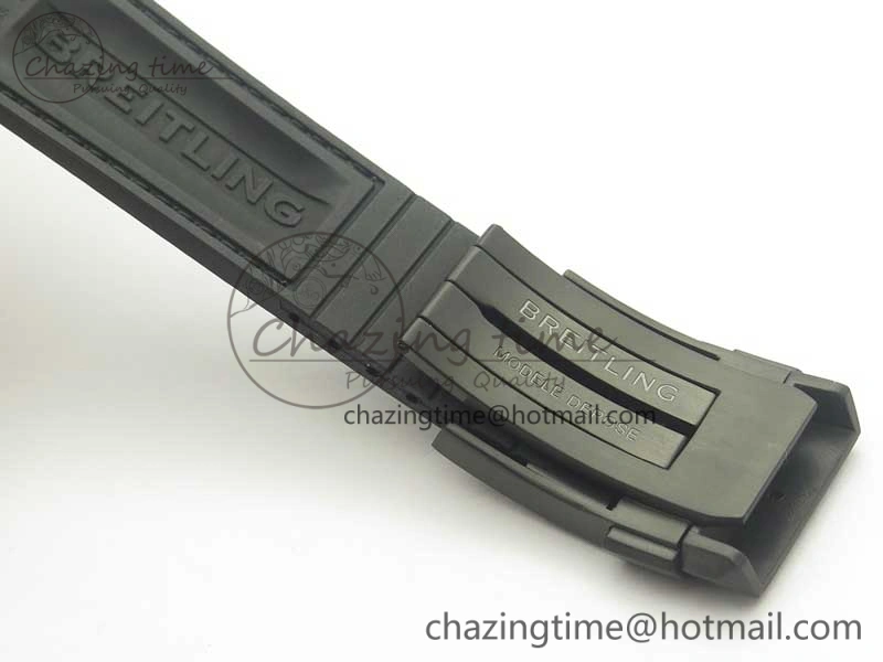 Chronomat 44mm Blacksteel GF 1:1 Special Edition Black Dial on Black Rubber Strap A Bold 5614