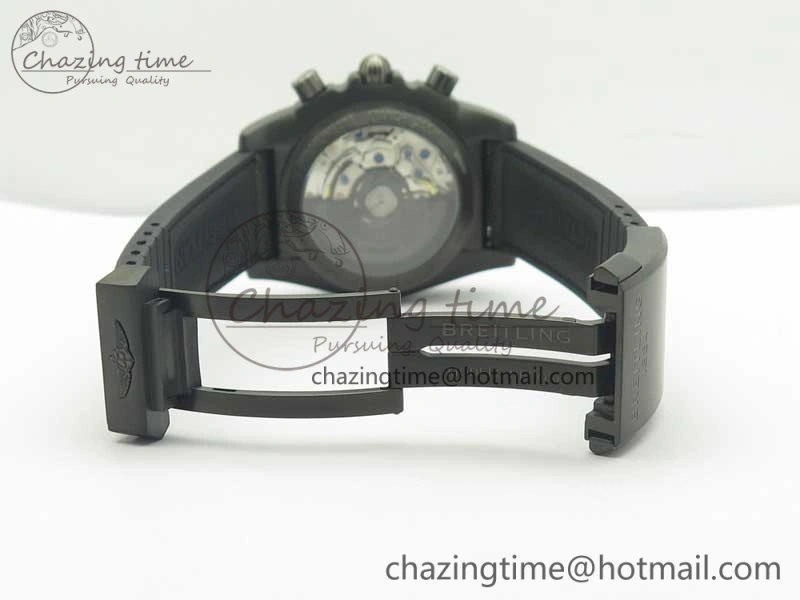 Chronomat 44mm Blacksteel GF 1:1 Special Edition Black Dial on Black Rubber Strap A Bold 5614