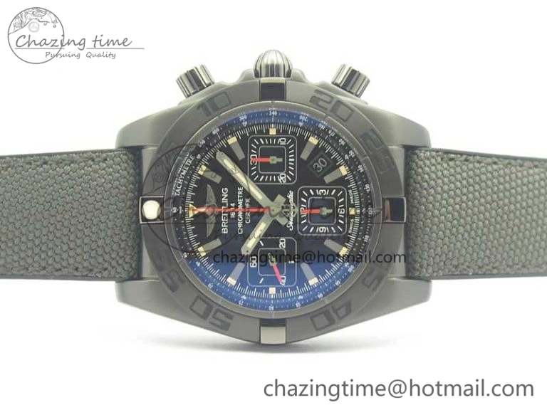 Chronomat 44mm Blacksteel GF 1:1 Special Edition Black Dial on Black Rubber Strap A Bold 5614