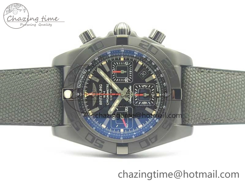 Chronomat 44mm Blacksteel GF 1:1 Special Edition Black Dial on Black Rubber Strap A Bold 5614