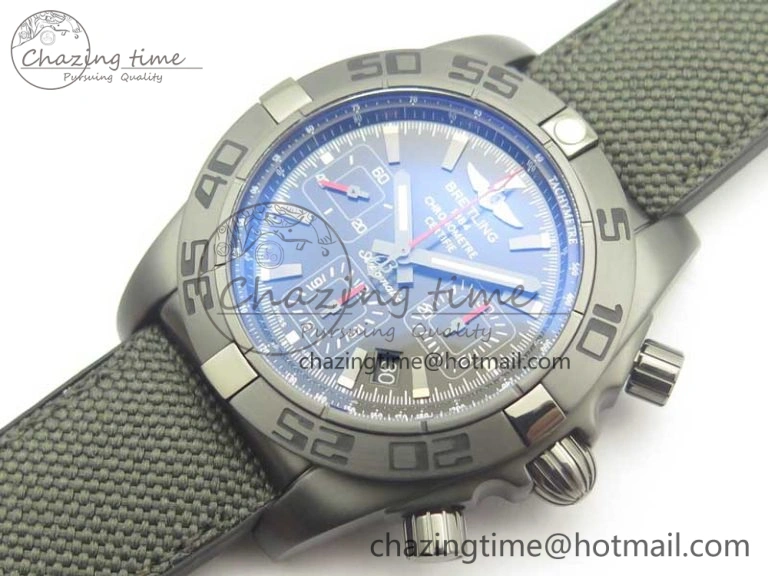 Chronomat 44mm Blacksteel GF 1:1 Special Edition Black Dial on Black Rubber Strap A Bold 5614