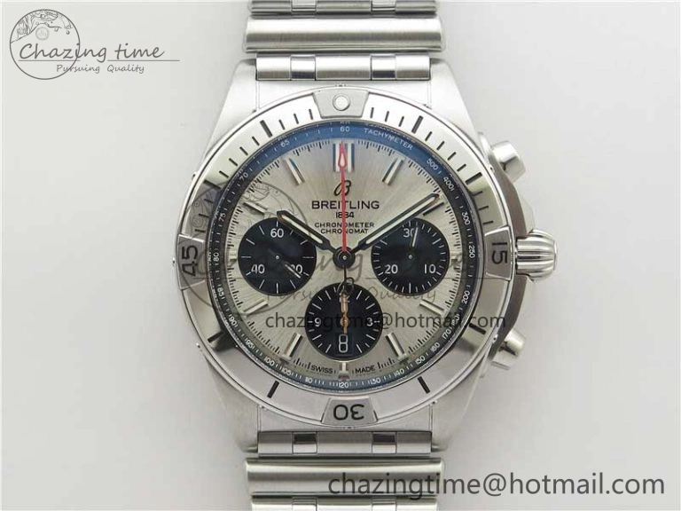 Chronomat B01 42mm SS GF 1:1 Best Edition White Dial on SS Bracelet A Bold 5544