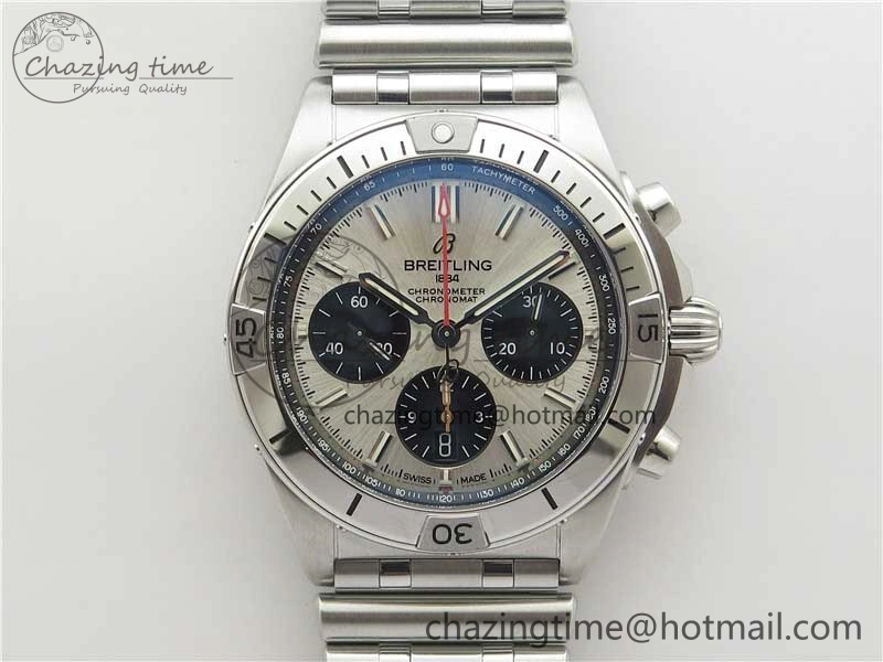 Chronomat B01 42mm SS GF 1:1 Best Edition White Dial on SS Bracelet A Bold 5544