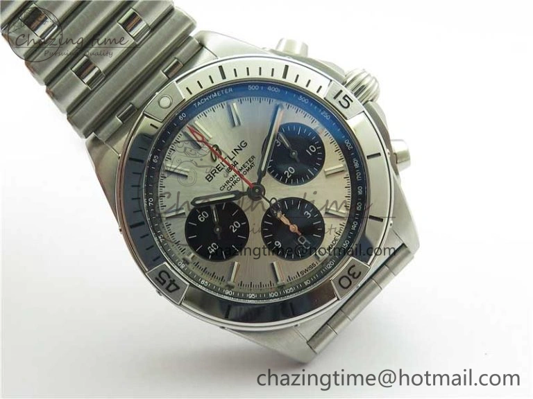 Chronomat B01 42mm SS GF 1:1 Best Edition White Dial on SS Bracelet A Bold 5544