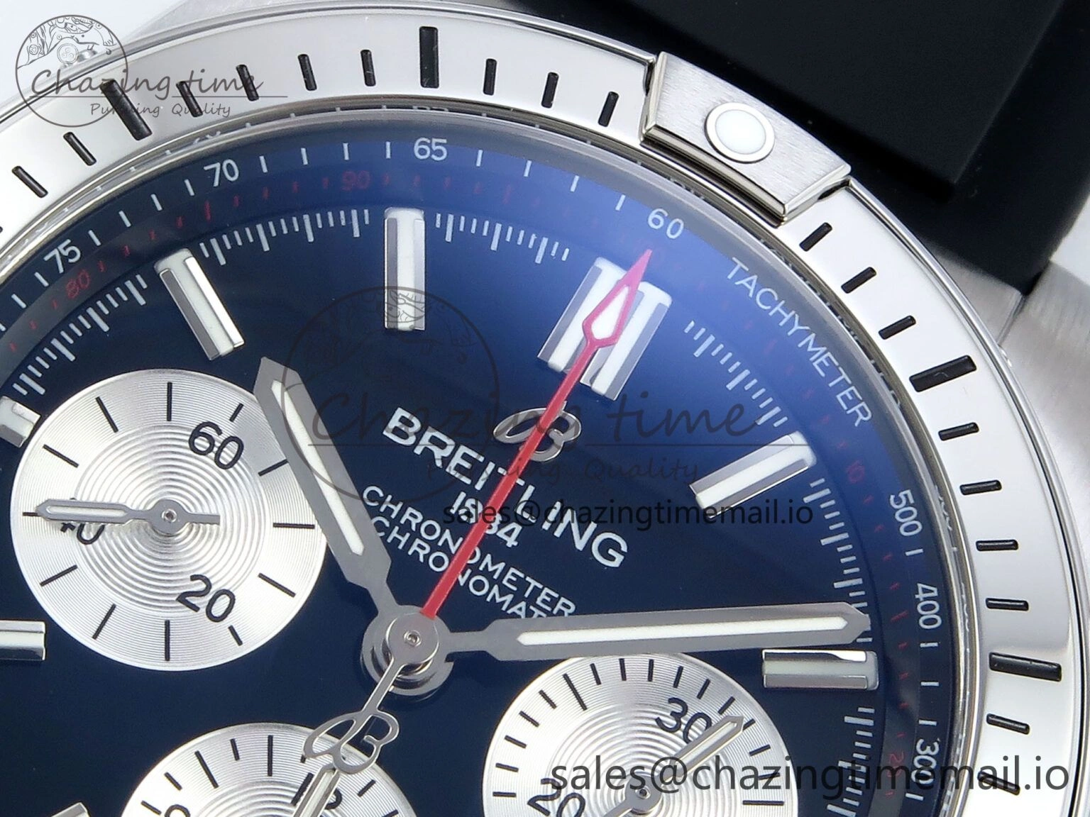 AllSeason Chronomat B01 42mm SS TF 1:1 Best Edition Black Silver Dial on Black Rubber Strap A7750 V 5450