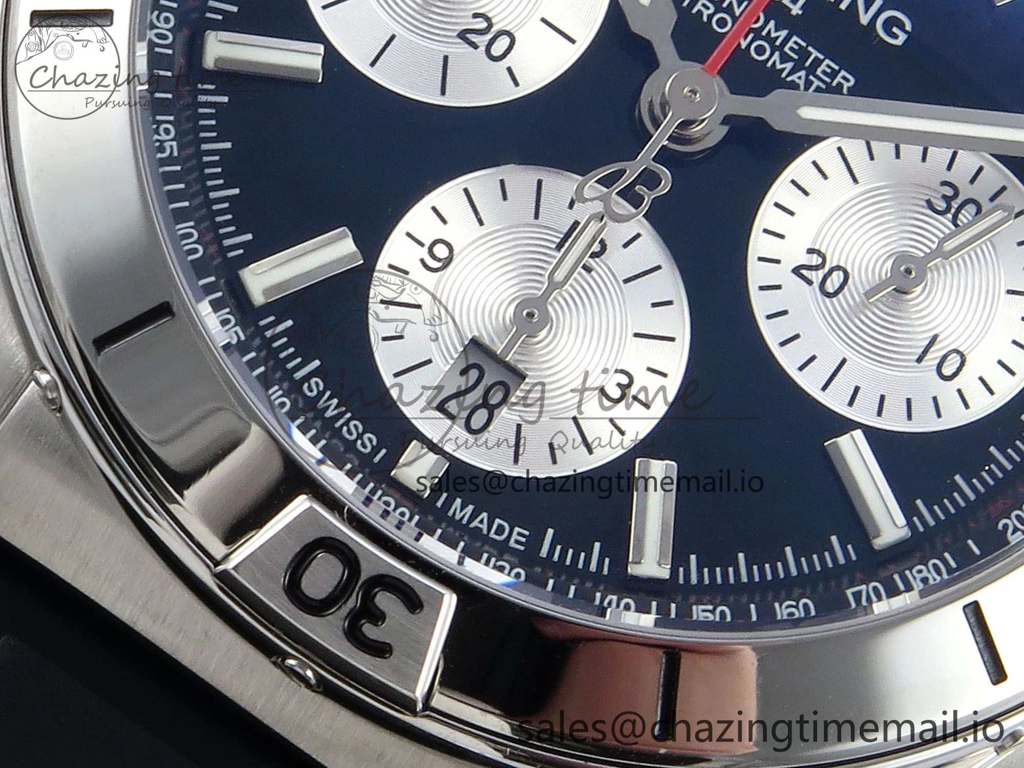 AllSeason Chronomat B01 42mm SS TF 1:1 Best Edition Black Silver Dial on Black Rubber Strap A7750 V 5450
