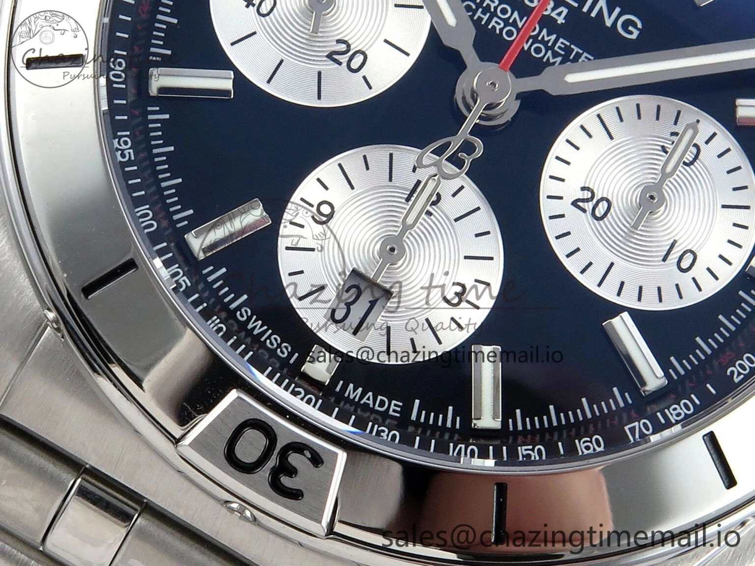 Lightweight Chronomat B01 42mm SS TF 1:1 Best Edition Black Silver Dial on SS Bracelet A7750 V 5466